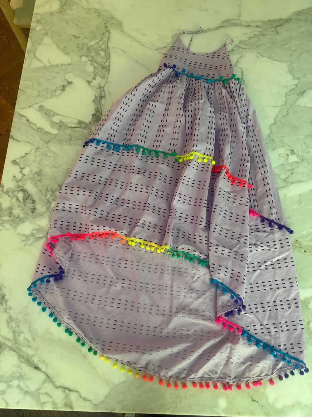 Lola + The Boys St. Barths Pom Pom High Low Dress lavender Sz 12 Excellent cond